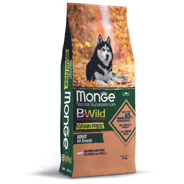 Monge Bwild Grain free Salmone Con patate e piselli Adult 12kg
