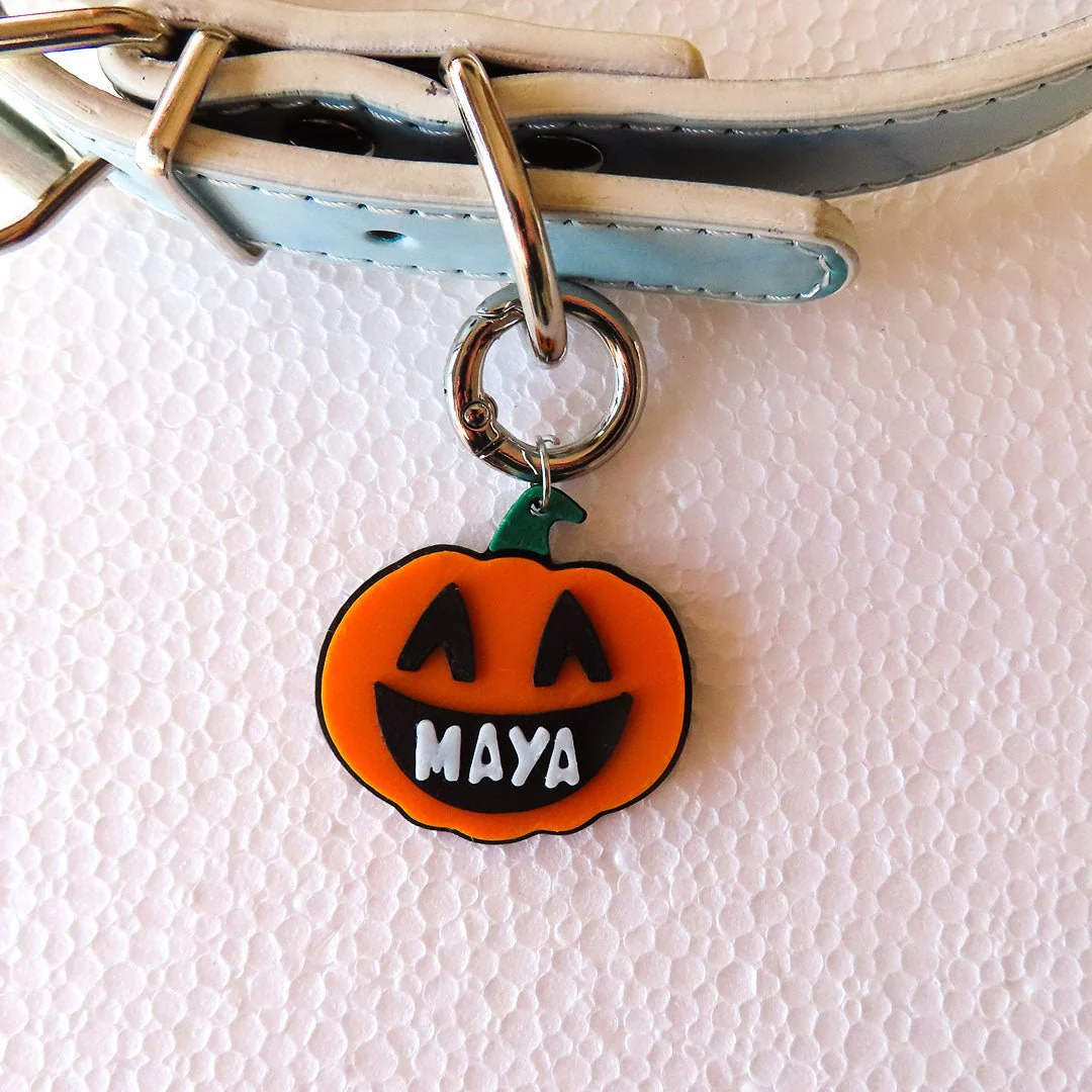 Zucca Scodinzolante – medaglietta cane Halloween